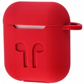 Силиконовый чехол Silicone Case для AirPods MMEF2, MV7N2, MRXJ2 (Embossed Headphones Red)