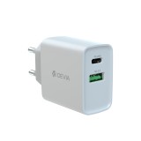 СЗУ сетевое зарядное устройство DEVIA Smart PD&QC quick charger (EU,20W) White