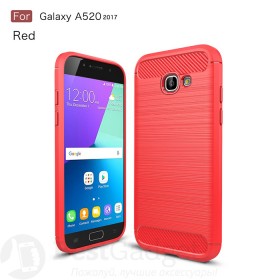 Чехол накладка Carbon Fiber TPU для Samsung Galaxy A5 2017 (A520) (Красный)