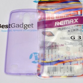 Чехол Ultra Thin Silicon Remax 0.2mm для LG G3 (Прозрачный / Фиолетовый)