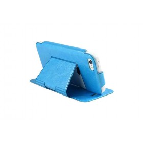 Ультра-тонкий кожаный чехол Pinlo Slice для iPhone 5 /5s / 5c  (Leather Blue) + пленка